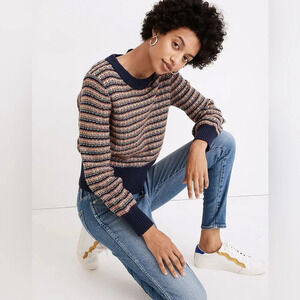 MADEWELL Striped Tensley Pullover Sweater in Cotton Merino Yarn